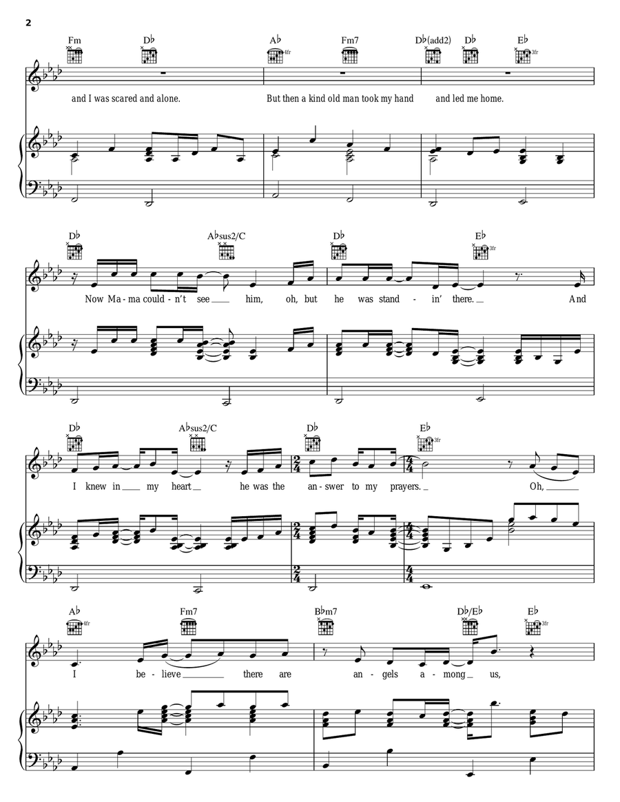 Angels Among Us Piano, Vocal, Guitar scores gallery preview page 2
