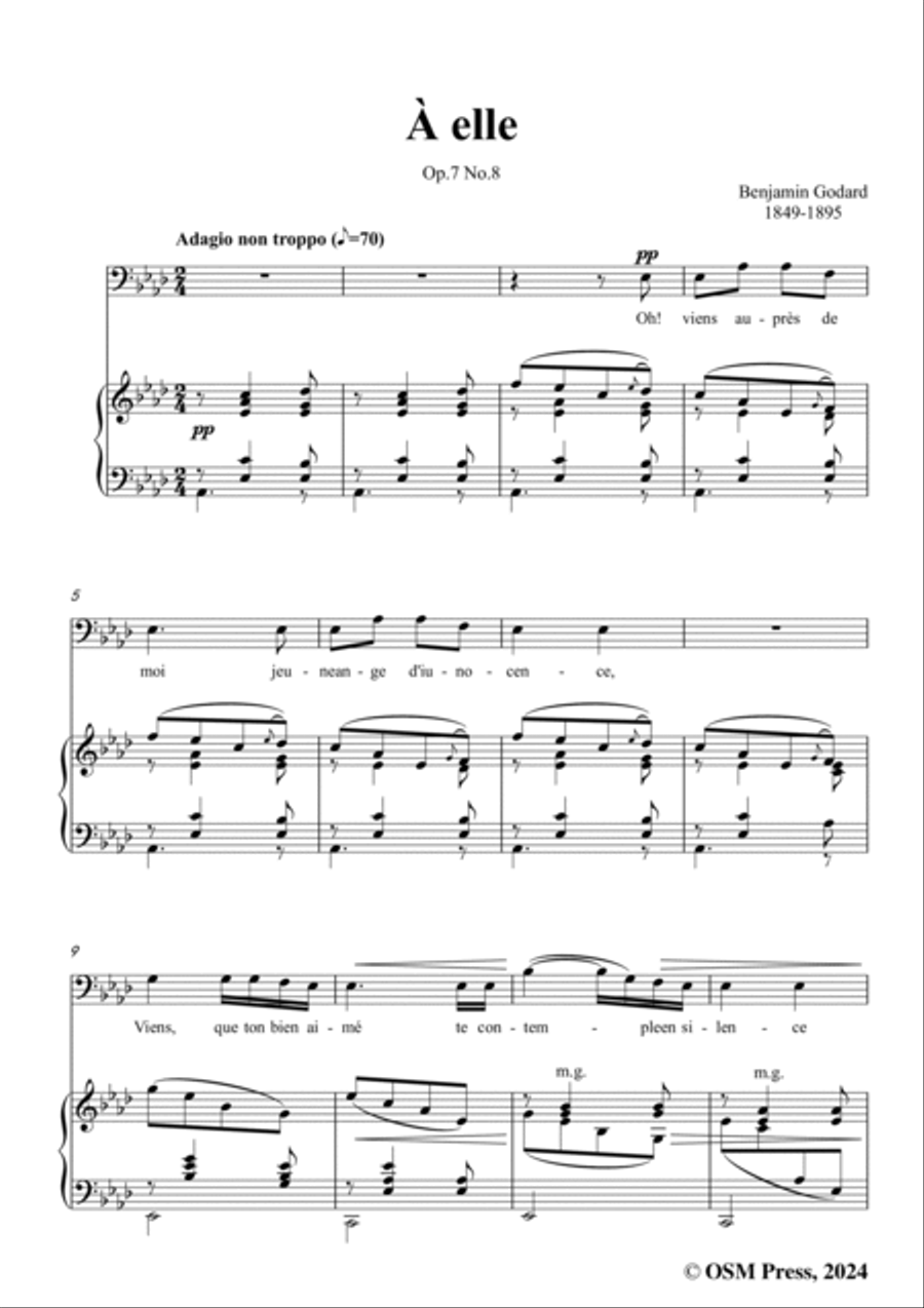 B. Godard-À elle,Op.7 No.8,from '12 Morceaux pour chant et piano,Op.7',in A flat Major Voice scores gallery preview page 3