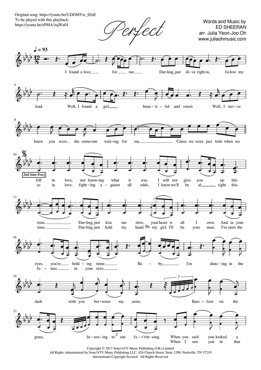 Perfect Perfect Violin Solo scores gallery preview page 1