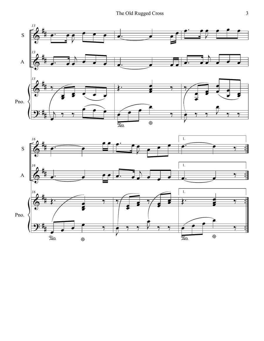 The Old Rugged Cross Vocal Duet scores gallery preview page 3