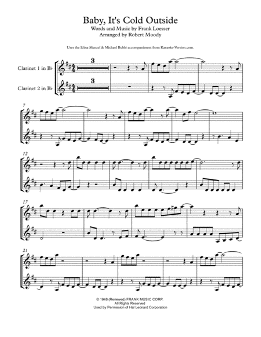 Baby, It's Cold Outside Clarinet Duet scores gallery preview page 1