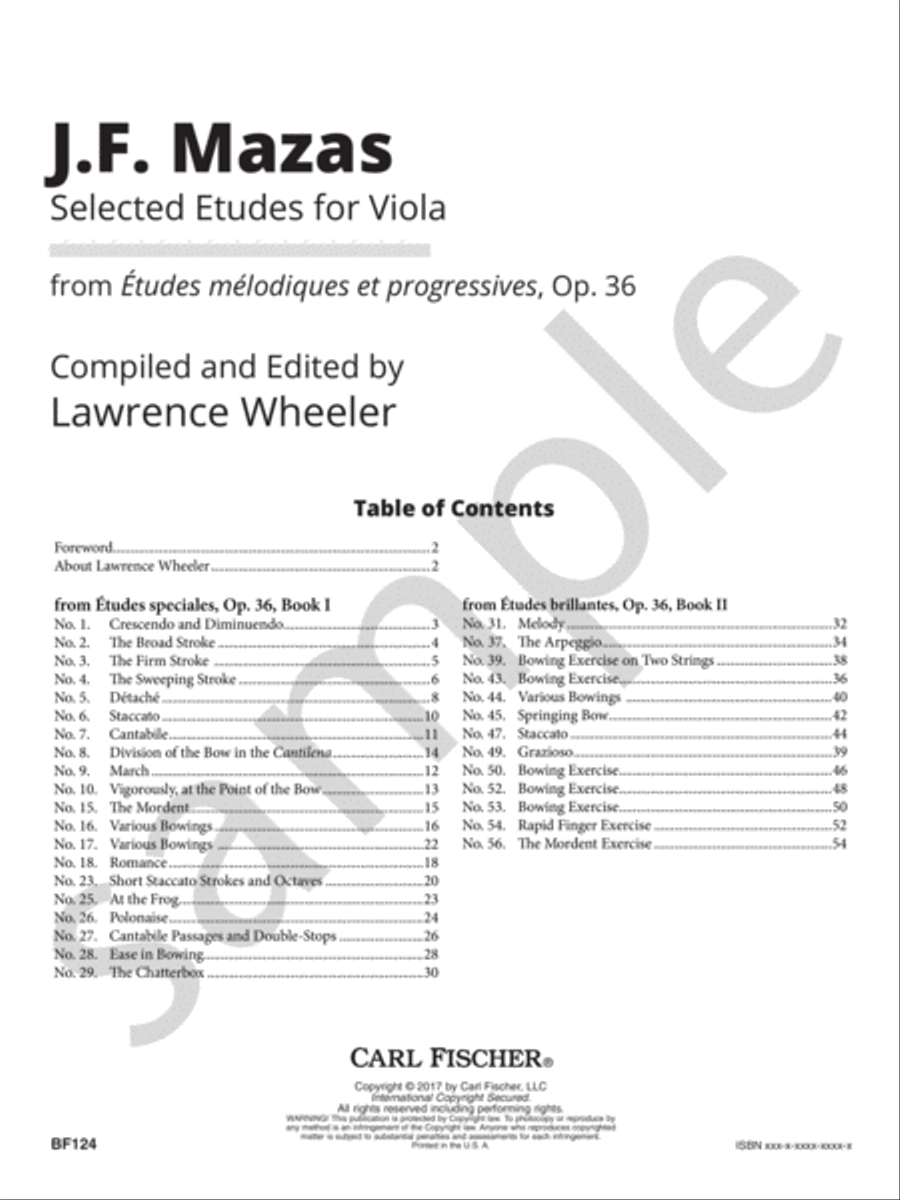 Selected Etudes for Viola