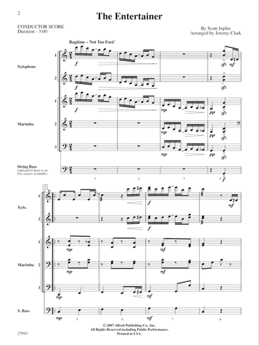 The Entertainer: Score Percussion Ensemble scores gallery preview page 2
