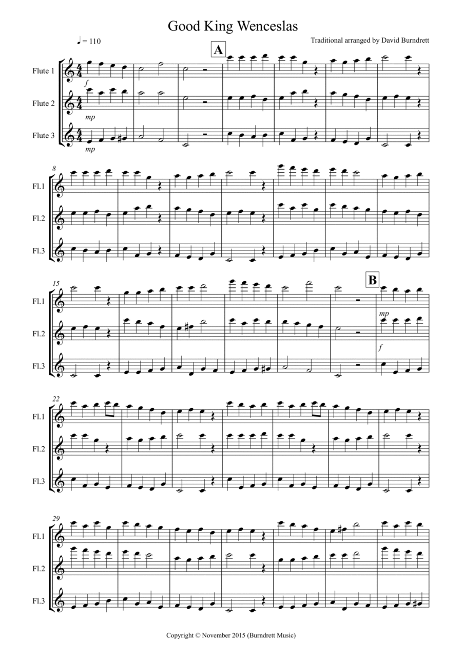 Good King Wenceslas for Flute Trio Good King Wenceslas for Flute Trio Flute Solo scores gallery preview page 1