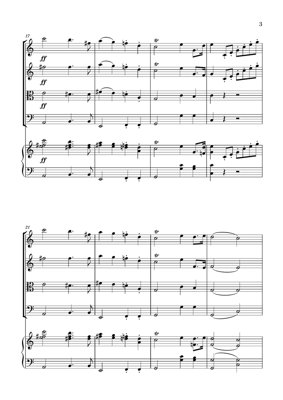 Wedding March for String Quartet and Piano - Mendelssohn Piano Quintet scores gallery preview page 3