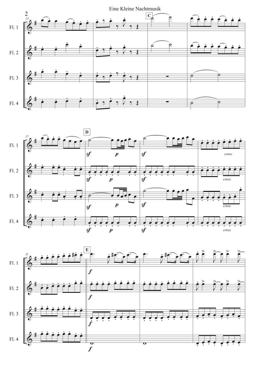 Eine Kleine Nachtmusik - Flute quartet Eine Kleine Nachtmusik - Flute quartet Flute Quartet scores gallery preview page 2