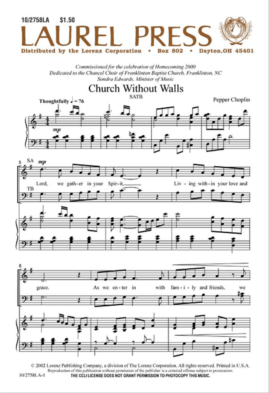 Church Without Walls 4-Part scores gallery preview page 1