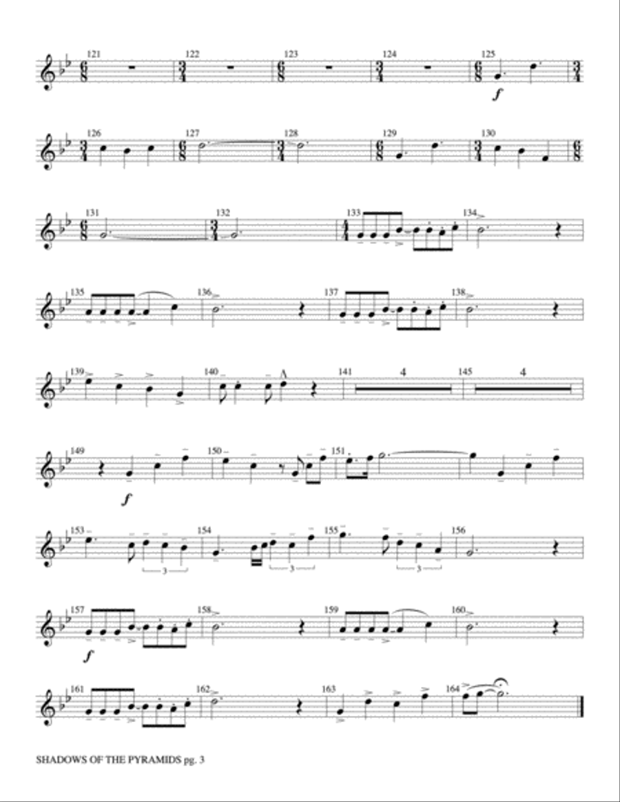 Shadows of the Pyramids: 3rd F Horn Concert Band scores gallery preview page 3