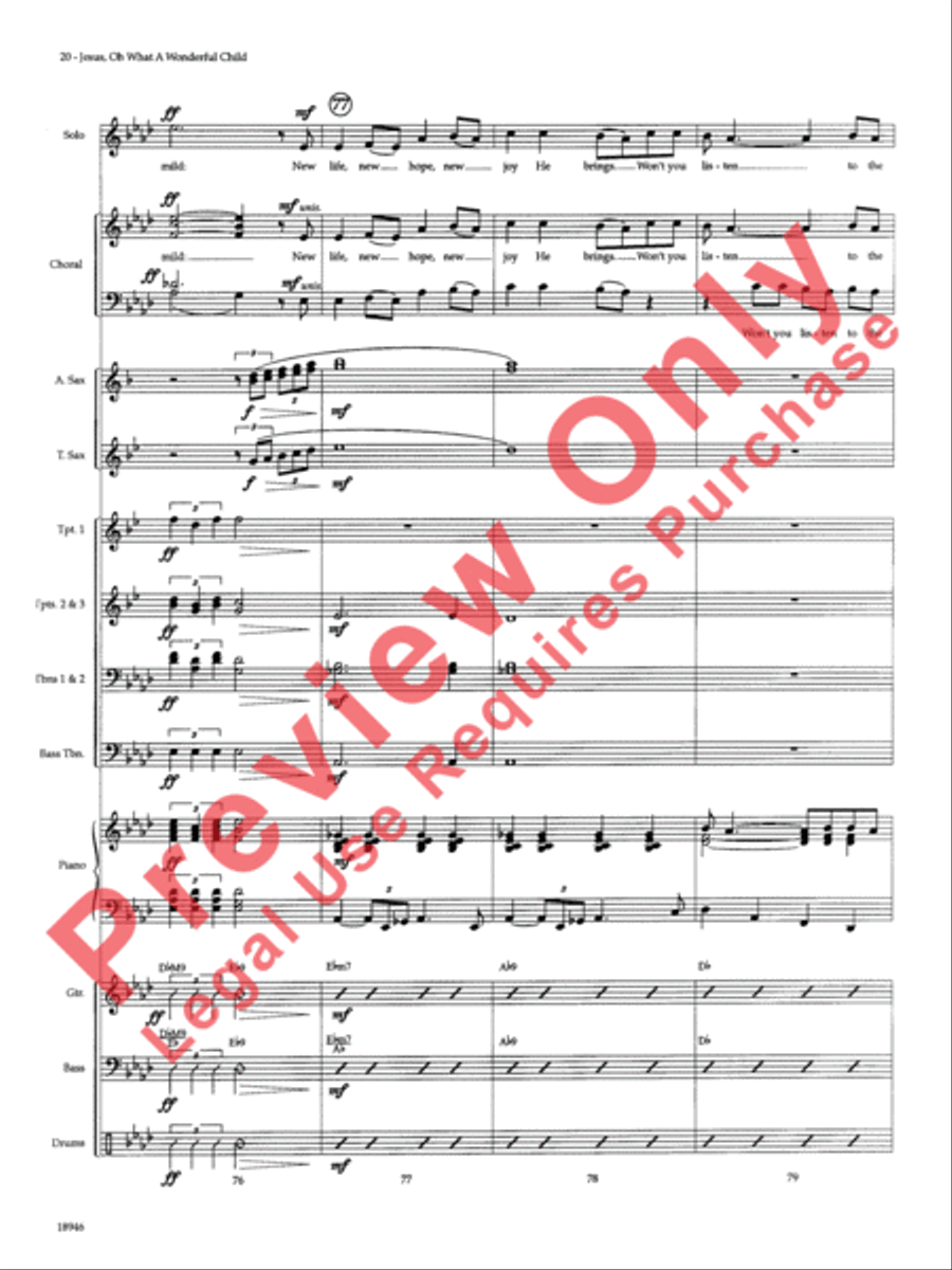 Jesus, Oh What a Wonderful Child Choir scores gallery preview page 21