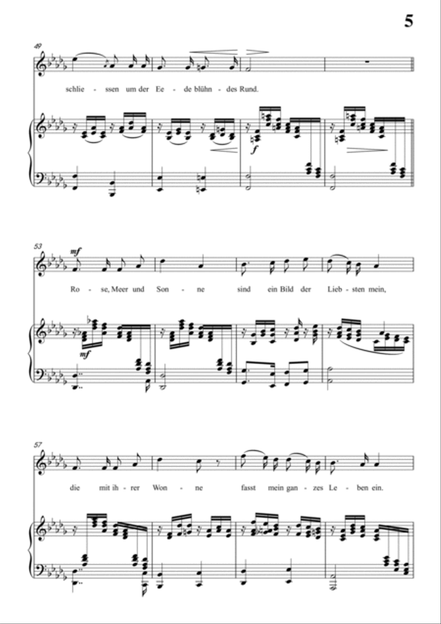 Schumann-Rose,Meer und Sonne in D♭ Major for Voice and Piano Voice Solo scores gallery preview page 6