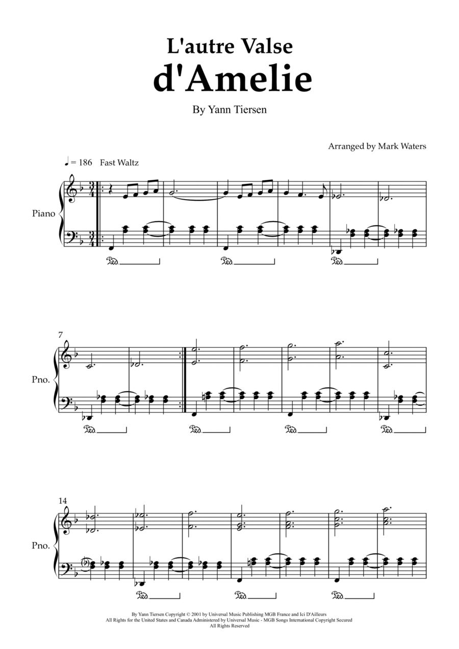 L'autre Valse D'amelie Piano Solo scores gallery preview page 1