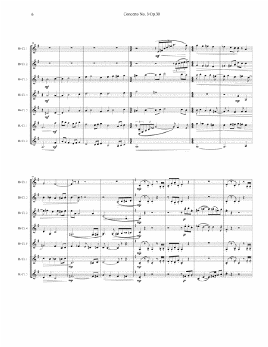 Rachmaninoff - Piano Concerto No. 3 - Clarinet Choir Clarinet Choir scores gallery preview page 6