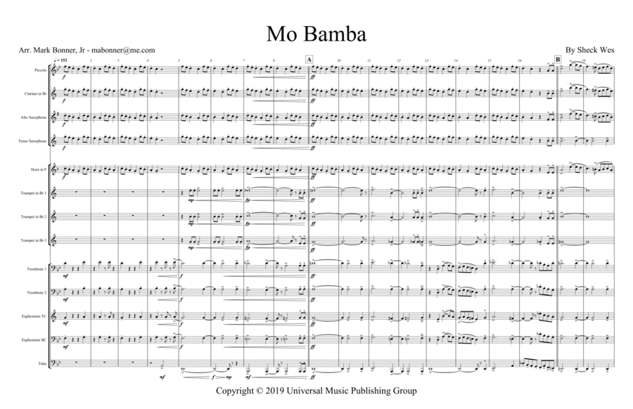 Mo Bamba Marching Band scores gallery preview page 1
