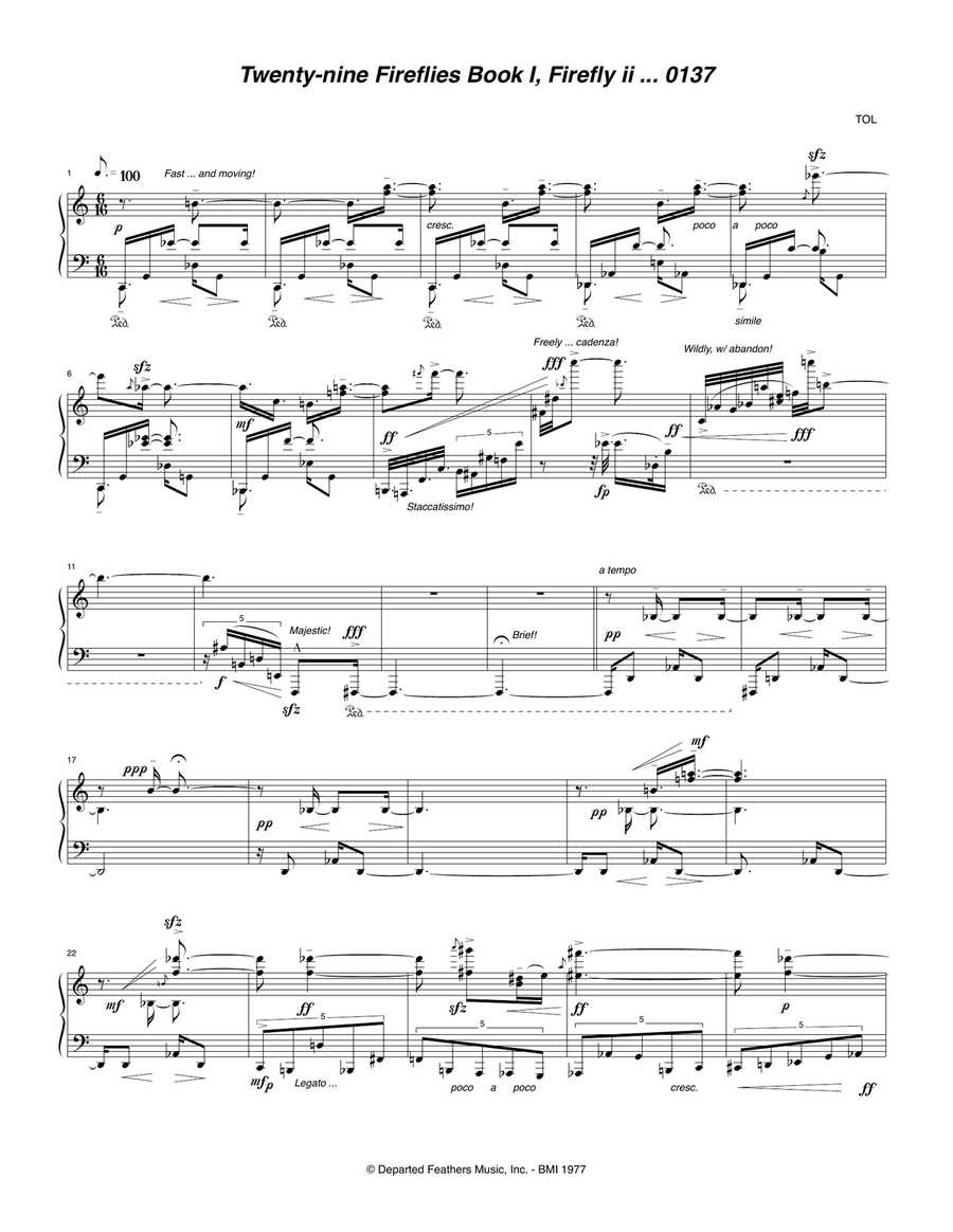 Twenty-nine Fireflies Book I, Firefly ii 0137 Piano Solo scores gallery preview page 1