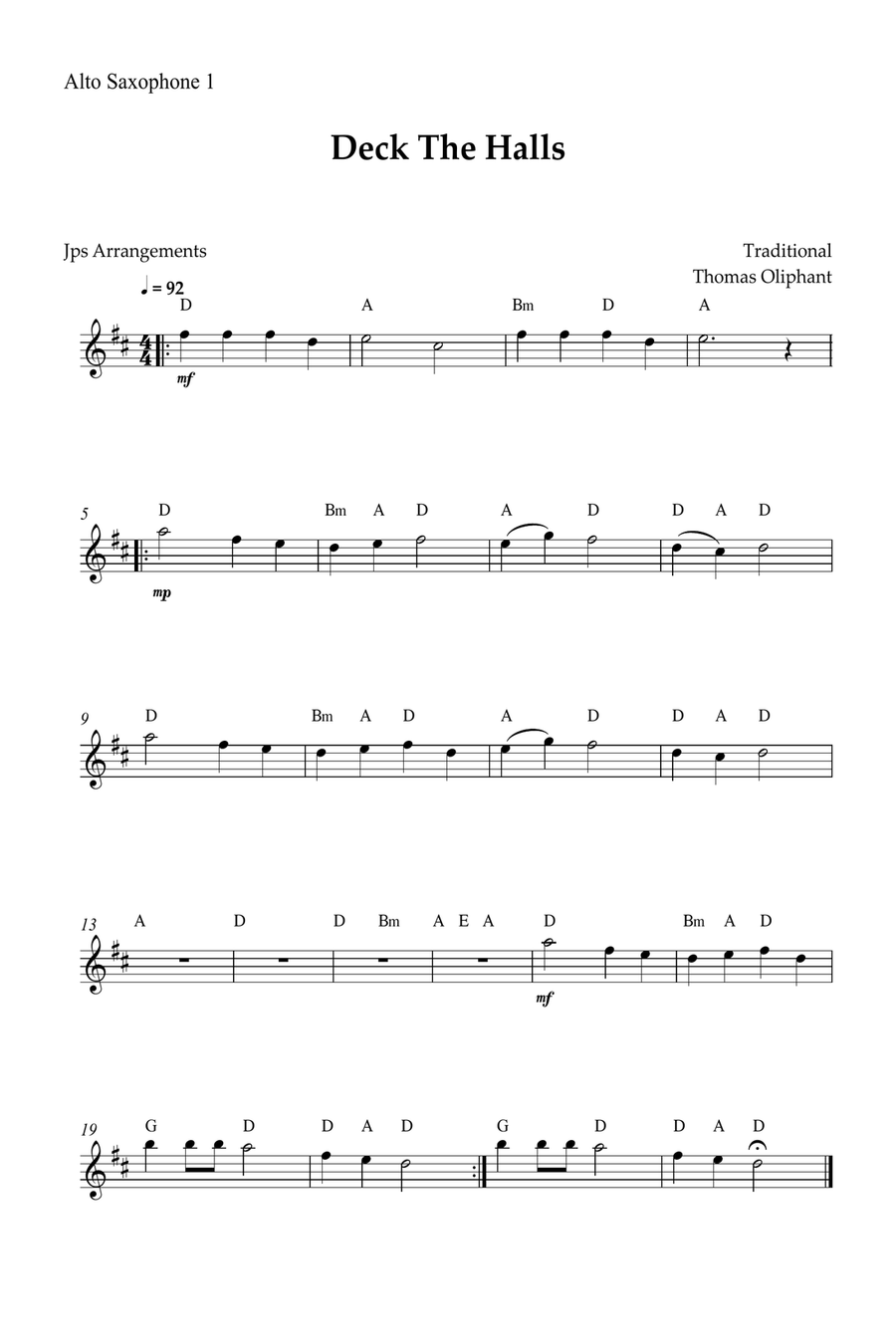 Deck The Halls for Sax quartet Saxophone Quartet scores gallery preview page 3