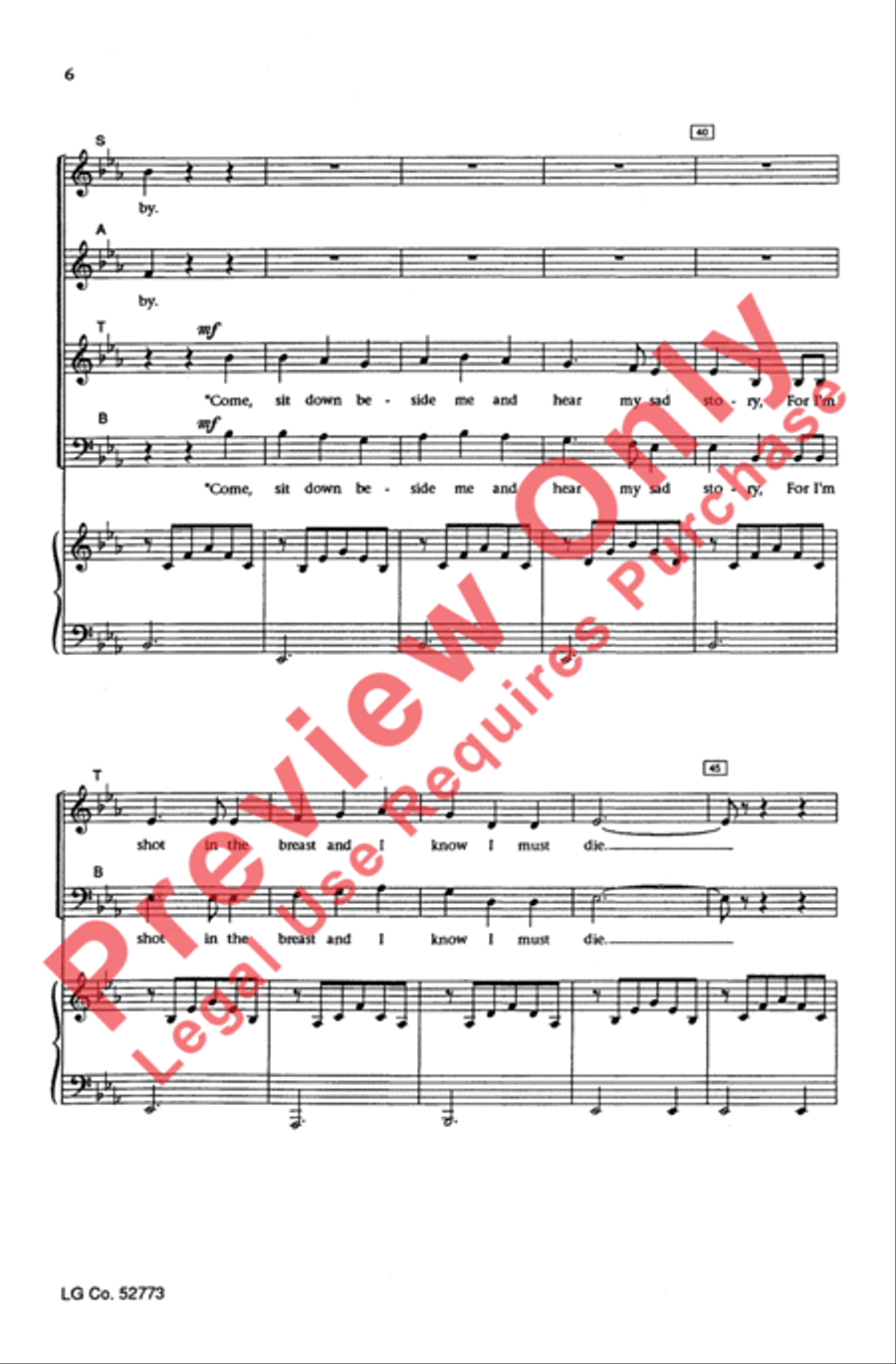 The Streets of Laredo The Streets of Laredo 4-Part scores gallery preview page 5