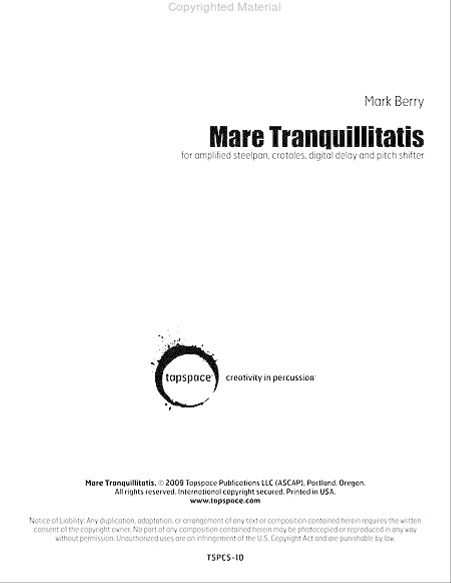 Mare Tranquillitatis Percussion scores gallery preview page 2