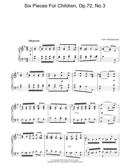 Six Pieces For Children, Op.72, No.3