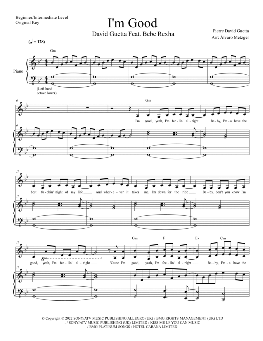 I'm Good (blue) I'm Good (blue) Voice scores gallery preview page 1