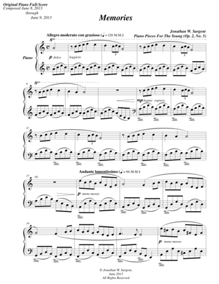 Memories - Piano Pieces For The Young No. 5, Op. 2