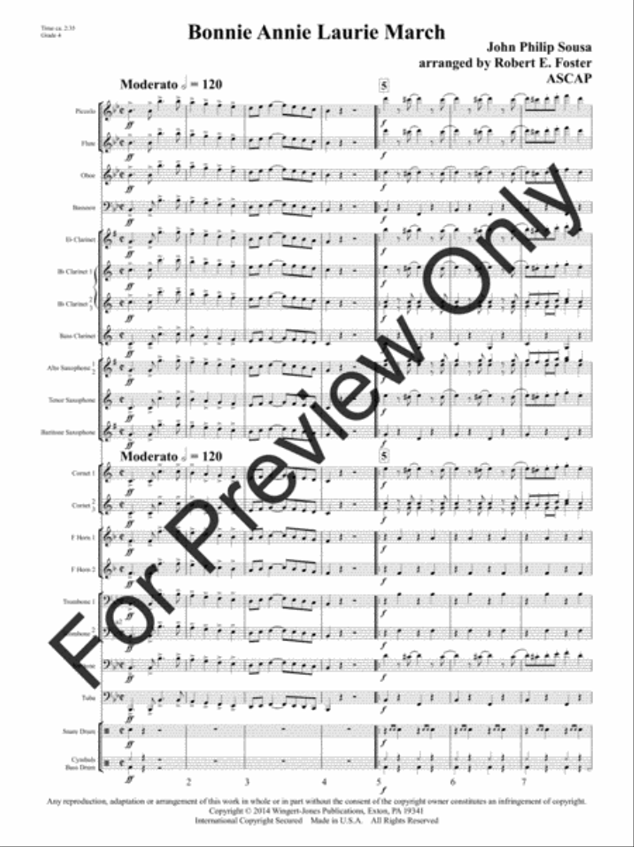 Bonnie Annie Laurie March (Score) Concert Band scores gallery preview page 4