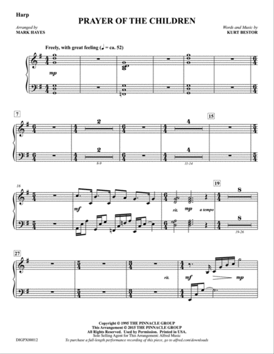 Prayer of the Children: Harp Harp scores gallery preview page 1