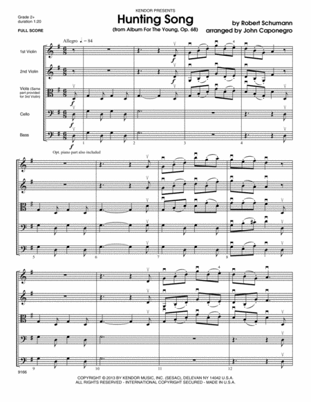 Hunting Song (from Album For The Young, Op. 68) - Full Score