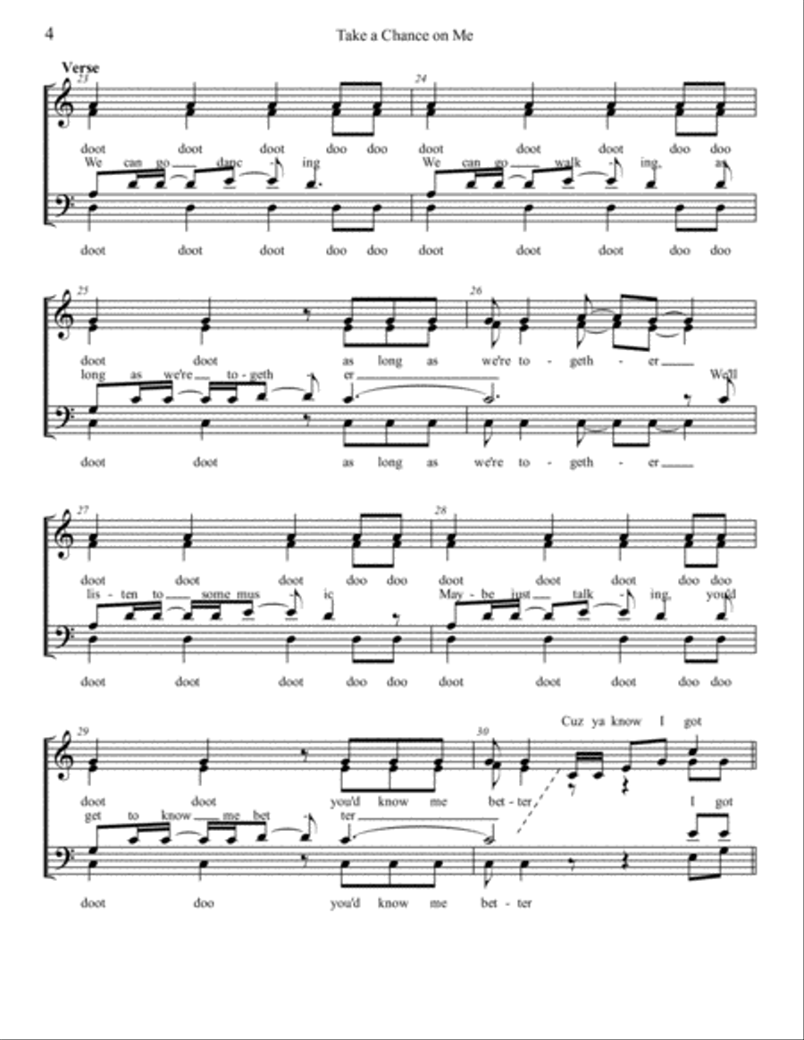 Take A Chance On Me featured in MAMMA MIA! 4-Part scores gallery preview page 4