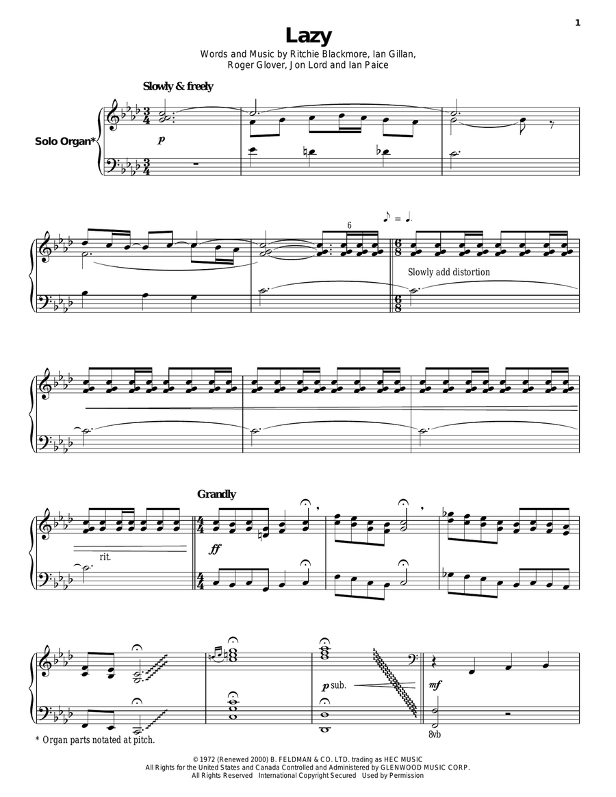 Lazy Organ Accompaniment scores gallery preview page 1