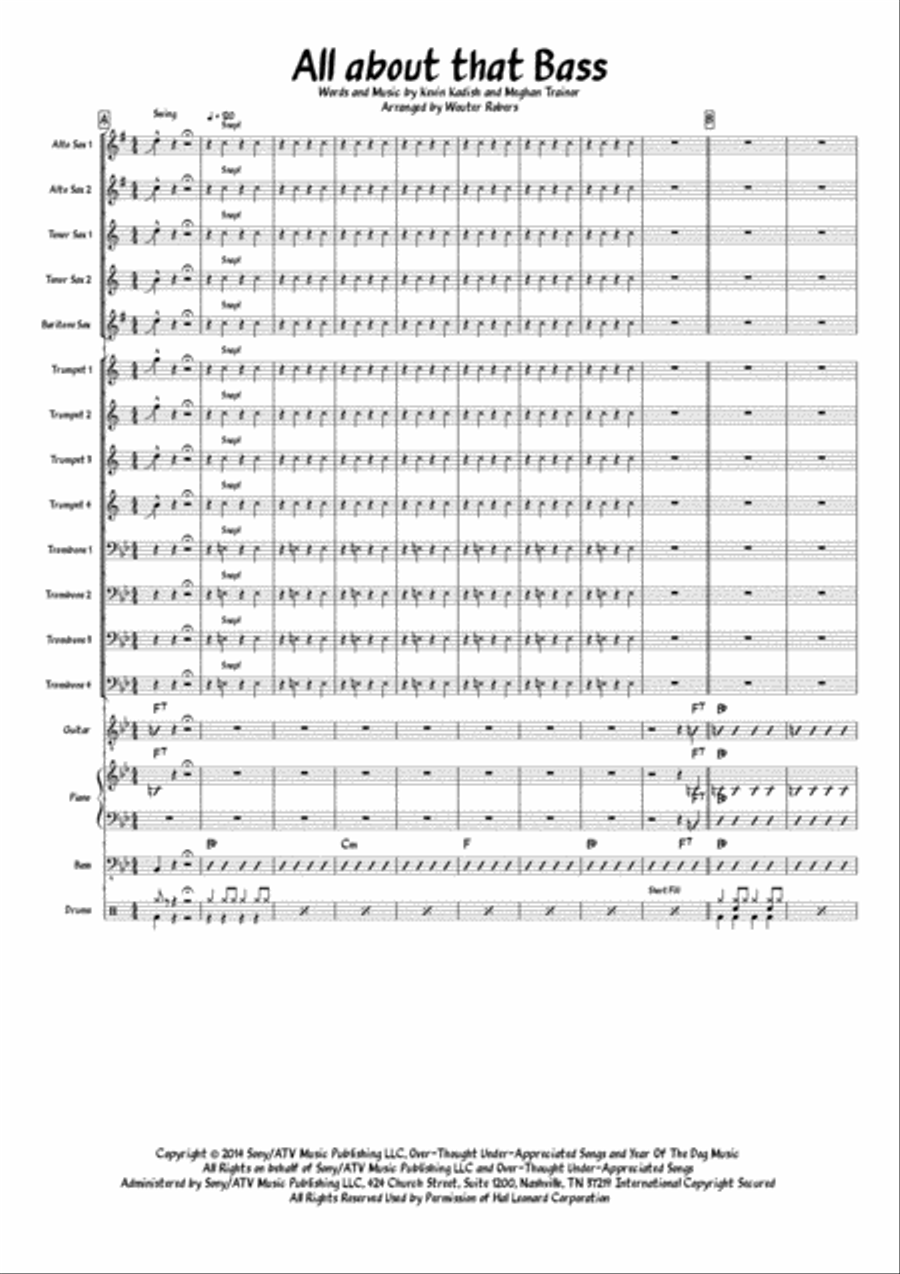 All About That Bass Small Ensemble scores gallery preview page 1