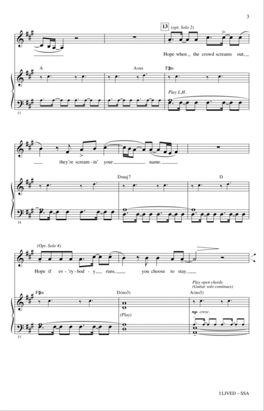 I Lived (arr. Jacob Narverud) SSA scores gallery preview page 2