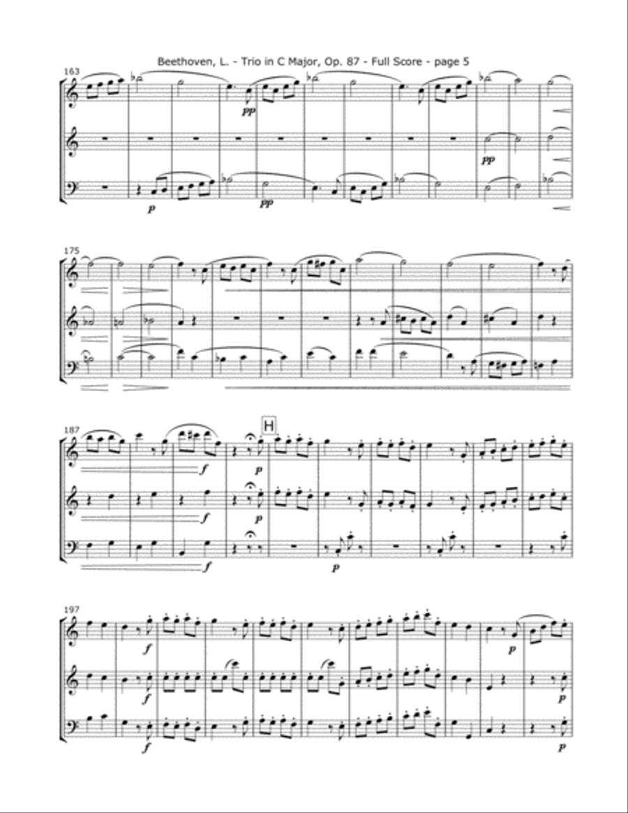 Beethoven, L. Trio Op. 87 (Mvt. 4) for Two Violins and Cello Beethoven, L. Trio Op. 87 (Mvt. 4) for Two Violins and Cello String Trio scores gallery preview page 5