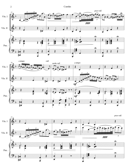 Vittorio Monti - Czardas arr. for 2 violins and piano (score and parts)