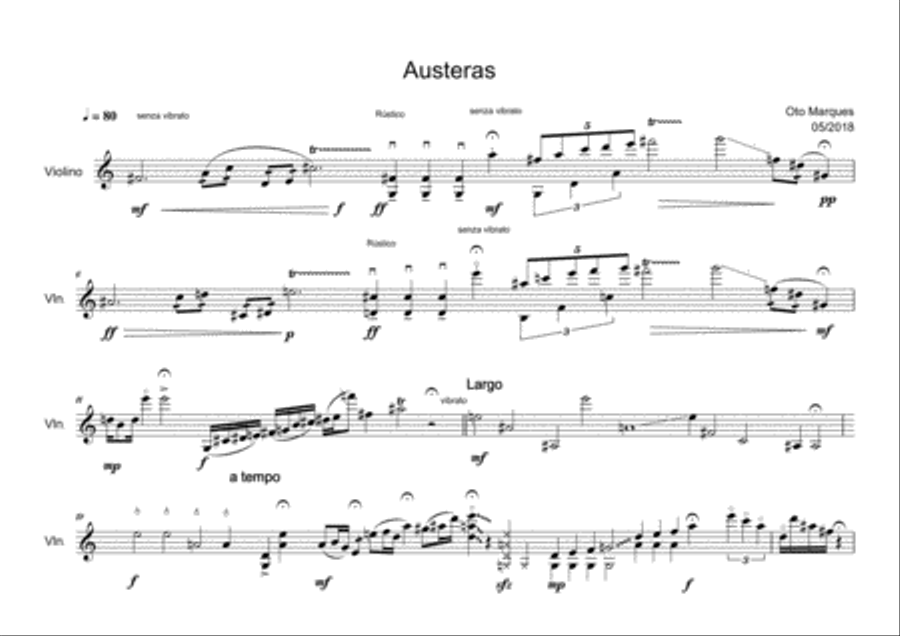 Austeras for Violin Solo Violin Solo scores gallery preview page 1