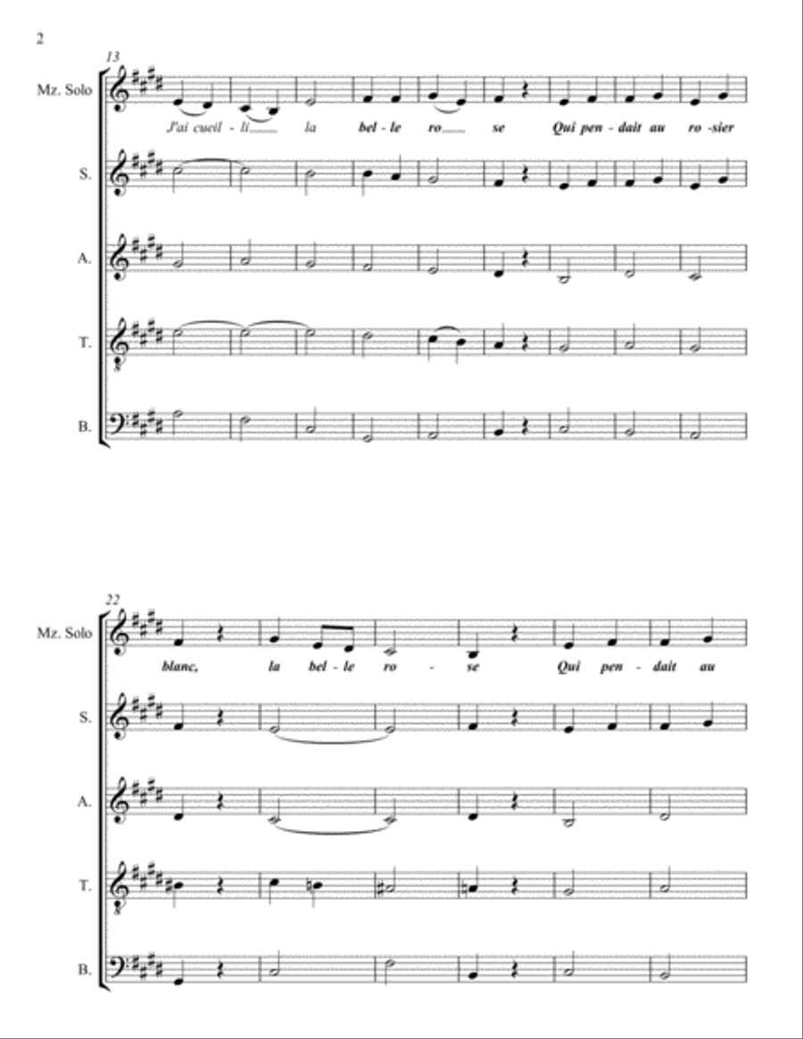 J'AI CUEILLI LA BELLE ROSE 4-Part scores gallery preview page 2