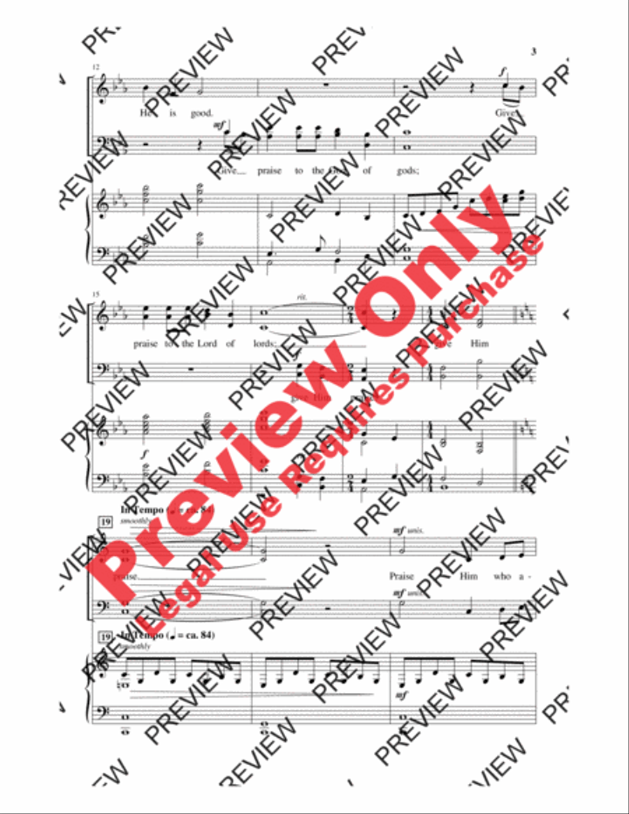 His Enduring Mercy (and Everlasting Love) by Thomas Fettke 4-Part - Sheet Music page 3