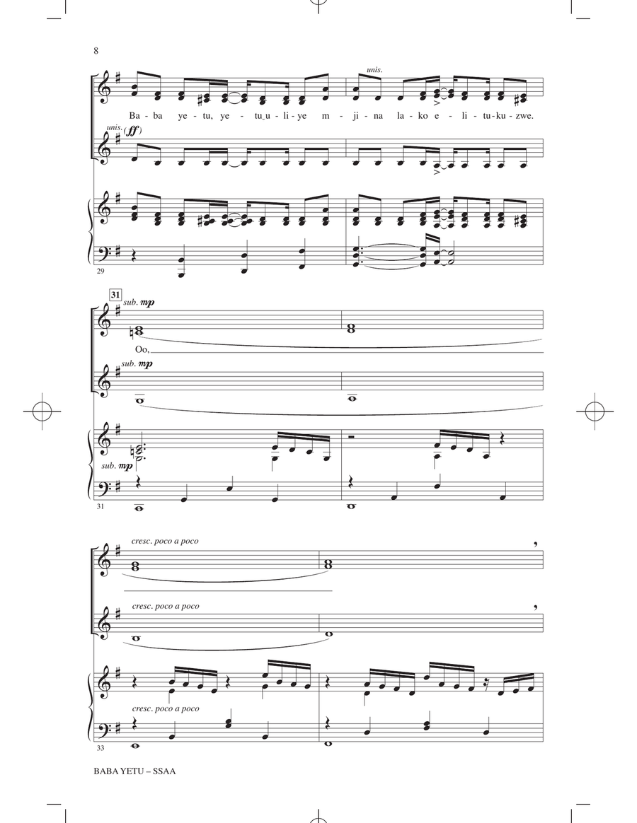 Baba Yetu (from Civilization IV) (arr. Roger Emerson) SSA scores gallery preview page 6