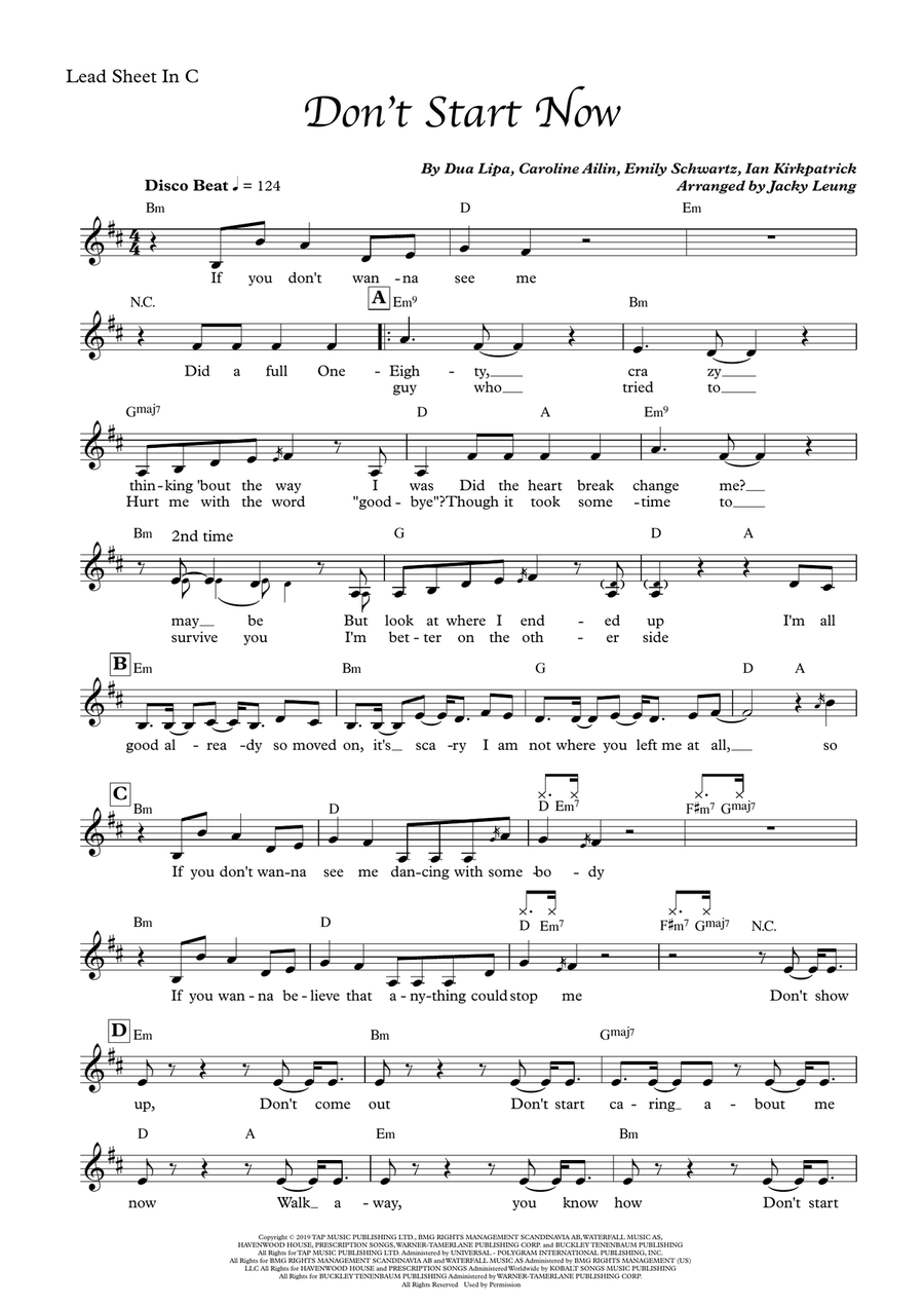 Don't Start Now Piano, Vocal scores gallery preview page 2