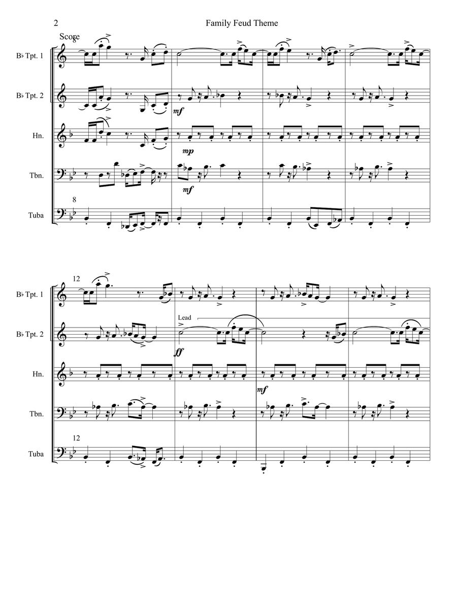 Family Feud Theme Brass Quintet scores gallery preview page 3