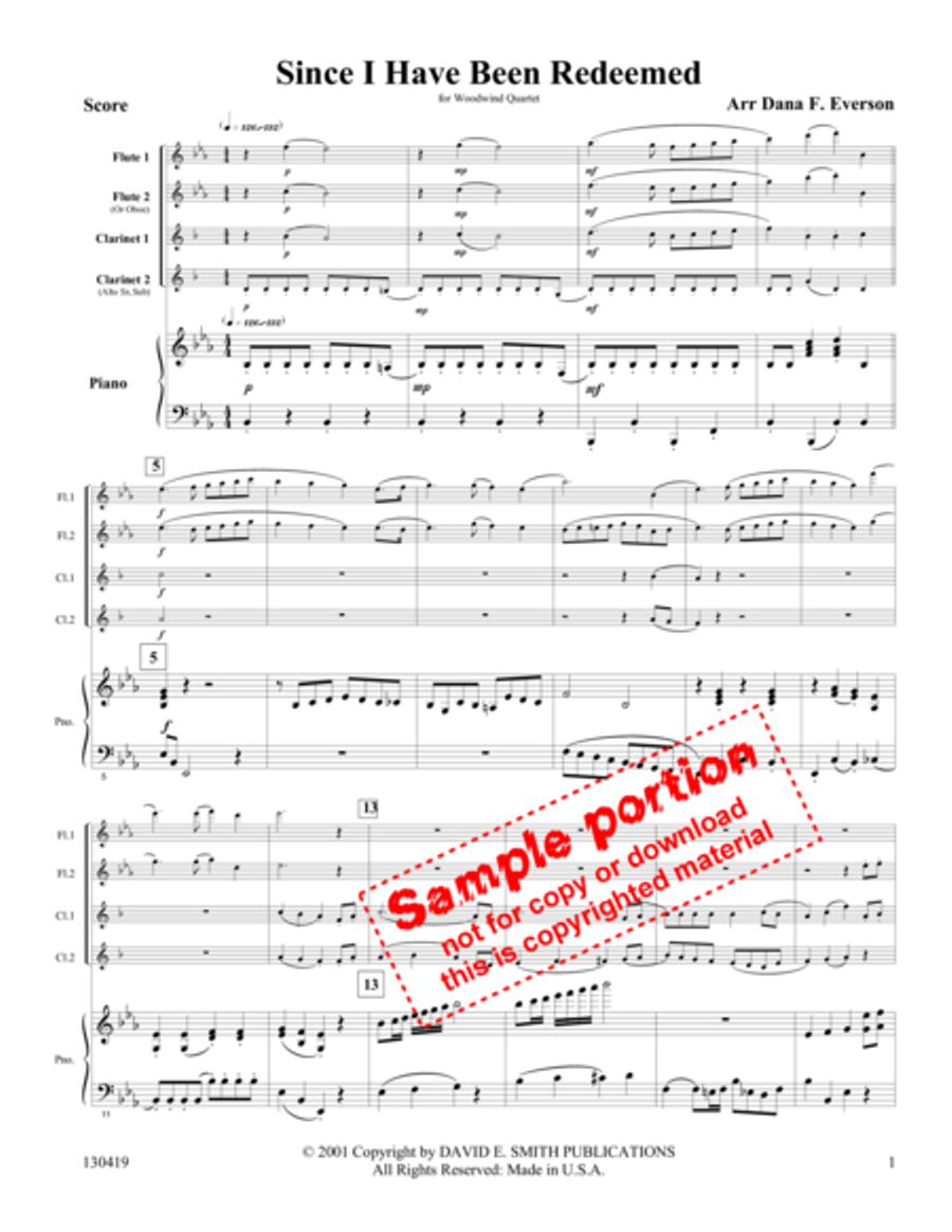 Since I Have Been Redeemed Woodwind Quartet scores gallery preview page 5