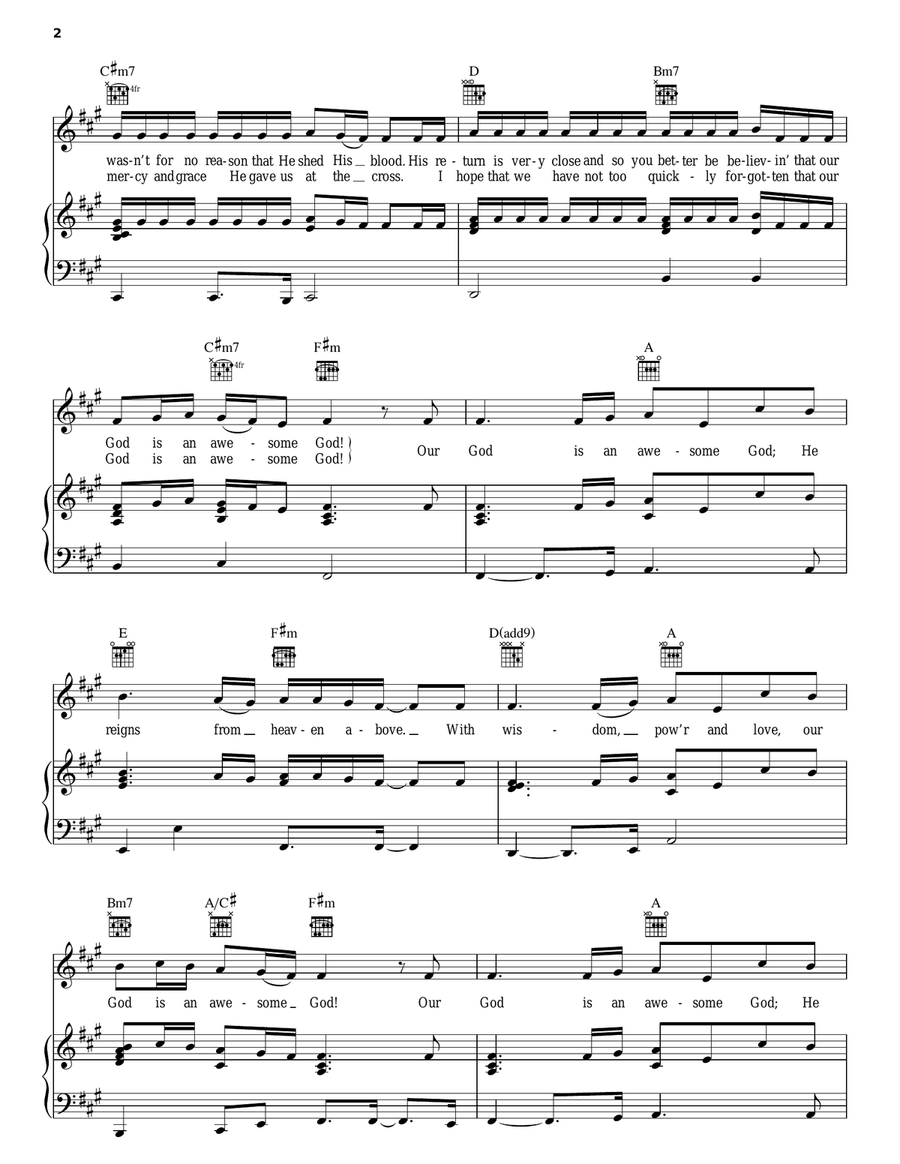 Awesome God Acoustic Guitar scores gallery preview page 2