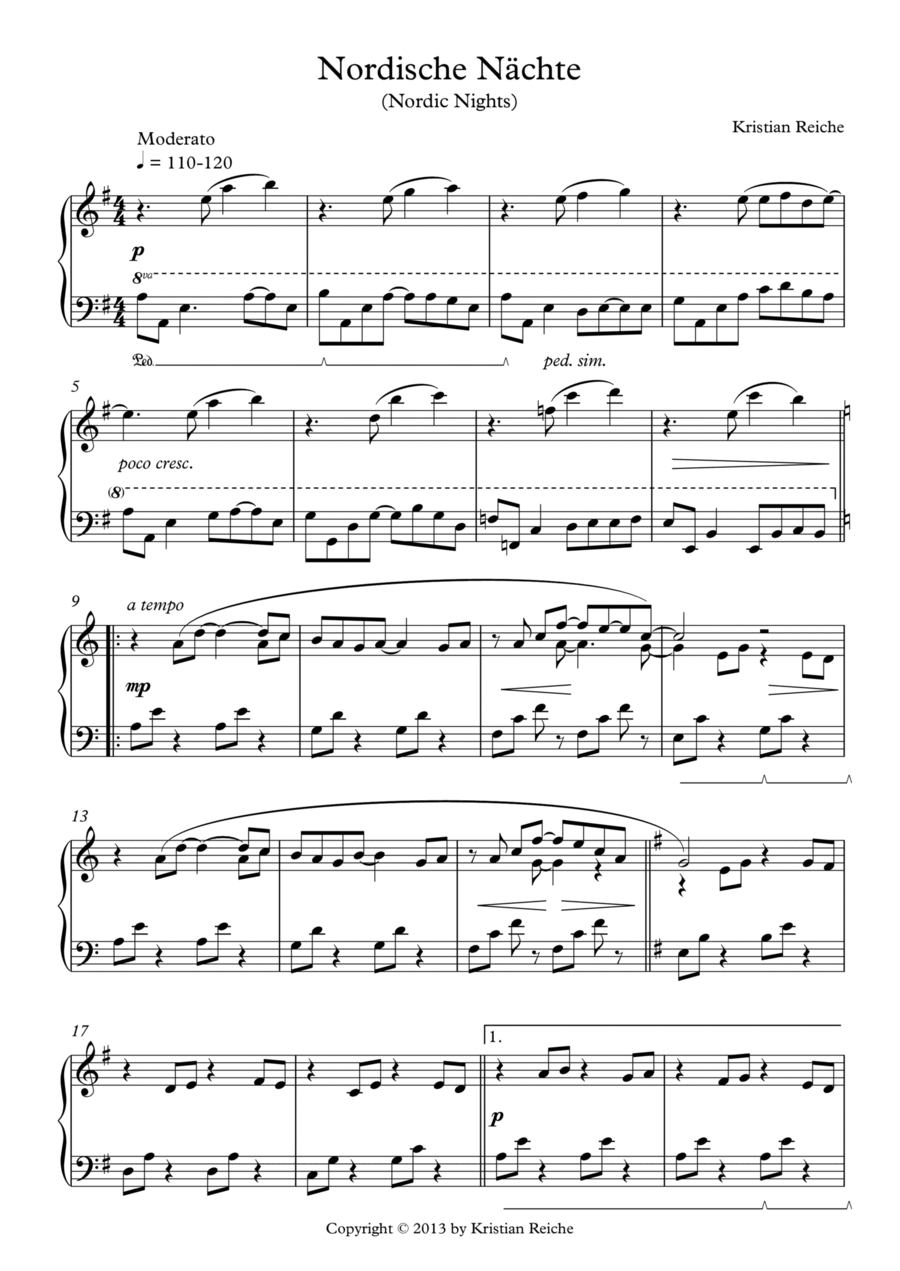 Nordische Nächte (Nordic Nights) Piano Solo scores gallery preview page 1