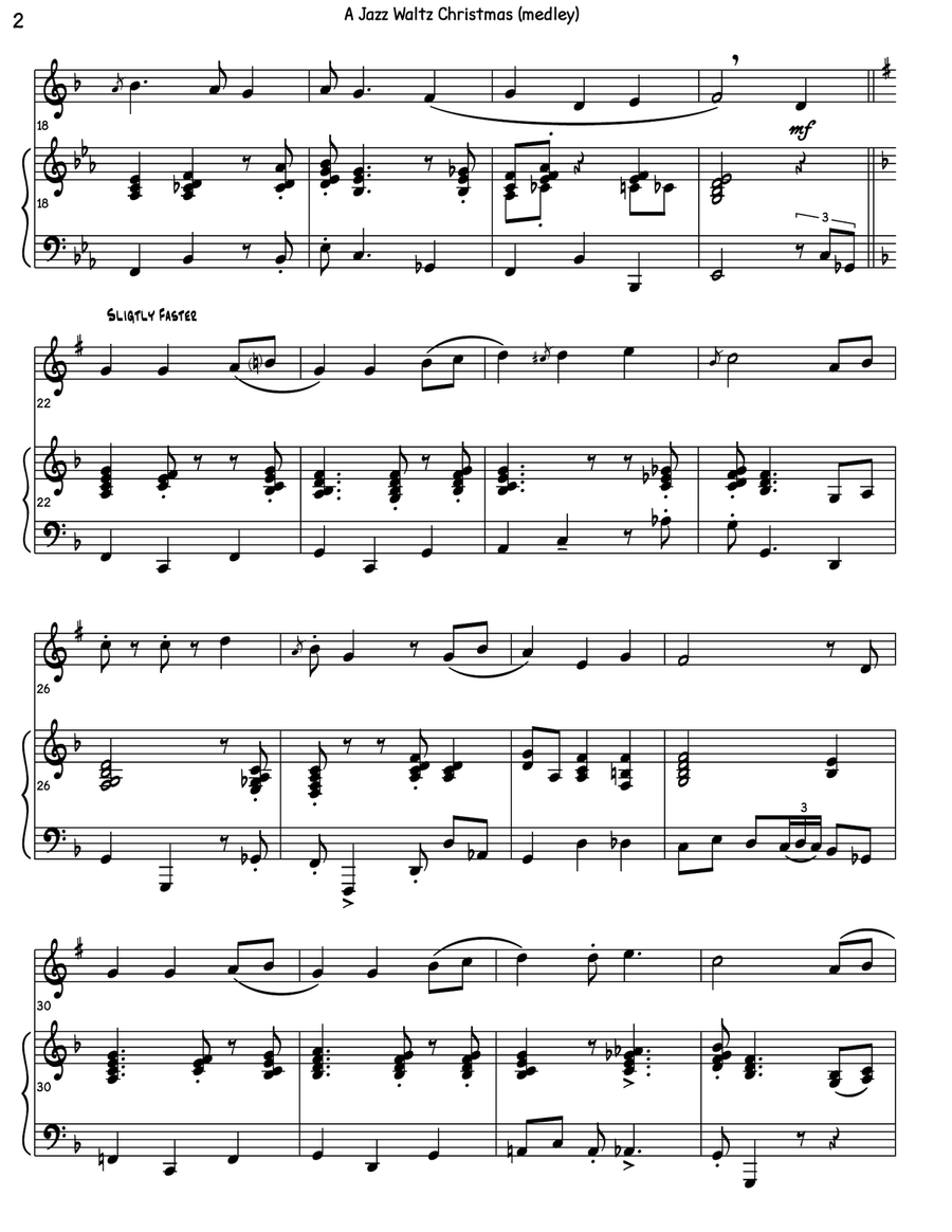 A Jazz Waltz Christmas (medley) B-Flat Trumpet scores gallery preview page 5