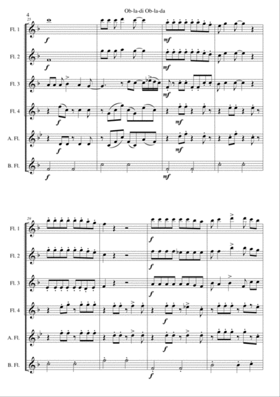 Ob-La-Di, Ob-La-Da Ob-La-Di, Ob-La-Da Woodwind Ensemble scores gallery preview page 4