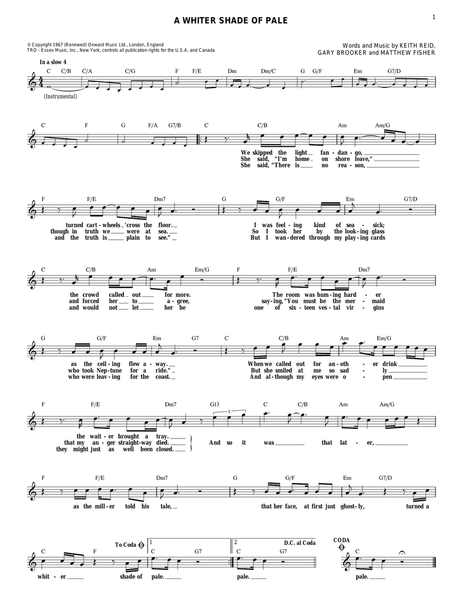 A Whiter Shade Of Pale Electric Guitar scores gallery preview page 1
