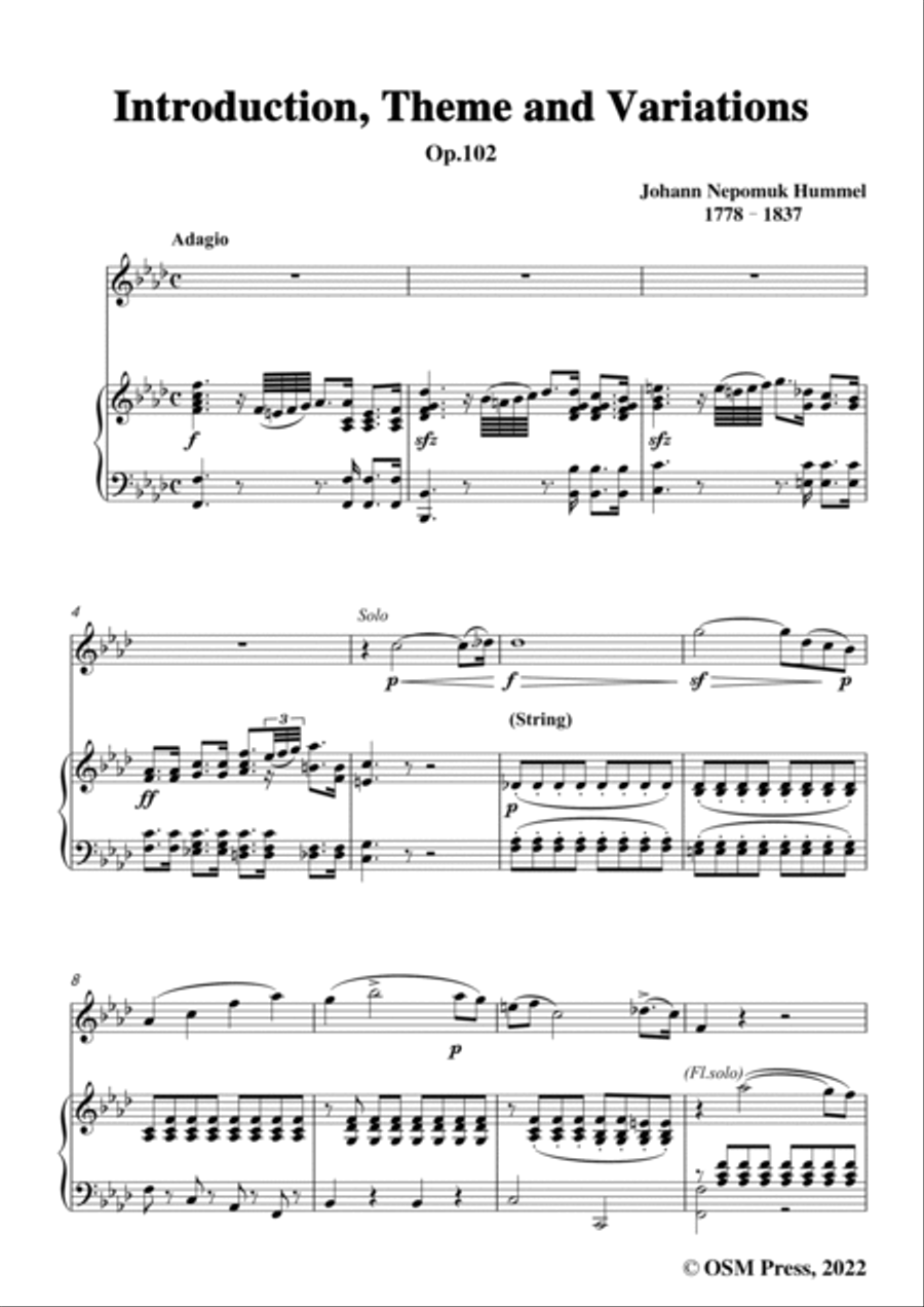 Hummel-Introduction,Theme and Variations,Op.102,for Oboe and Piano Piano scores gallery preview page 3