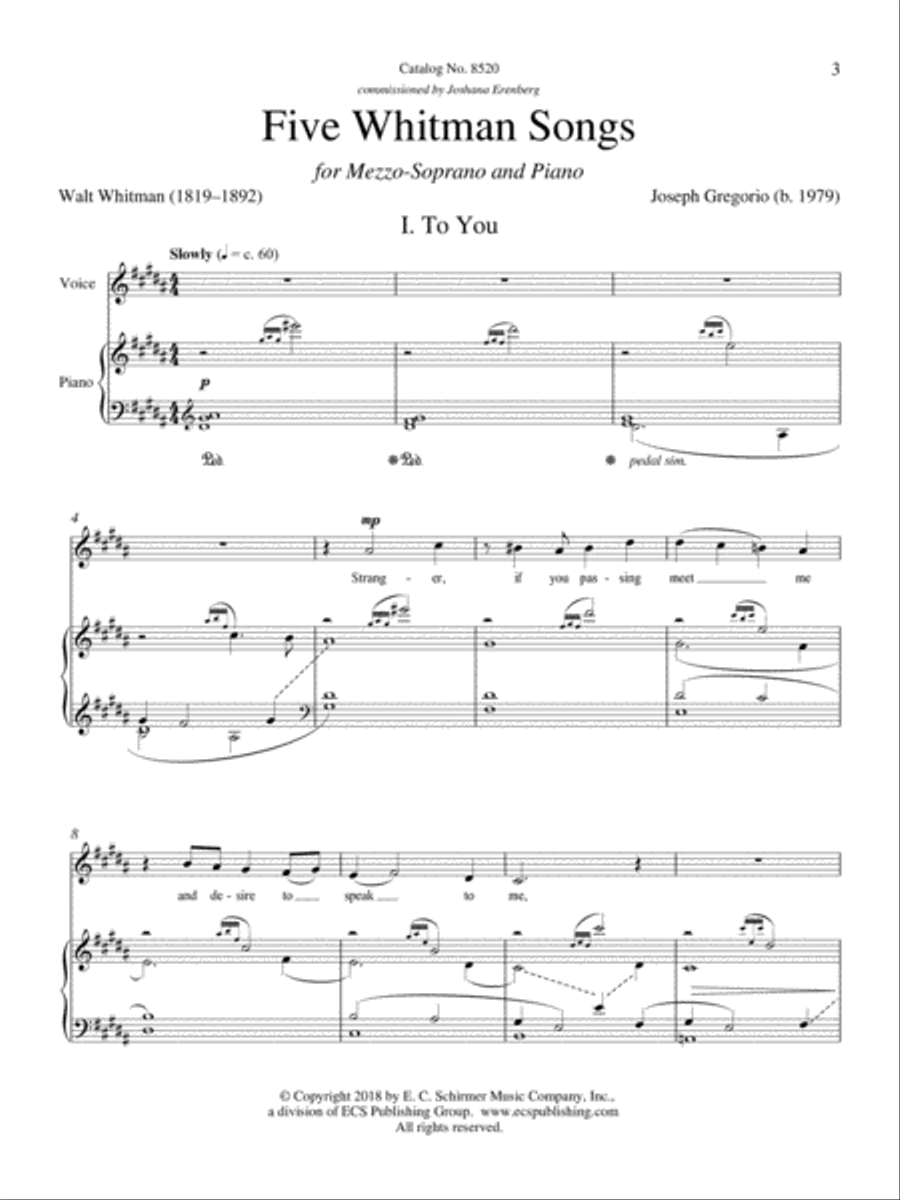 Five Whitman Songs Mezzo-Soprano Voice scores gallery preview page 2