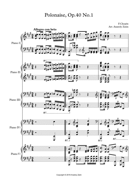 Military Polonaise for five pianos