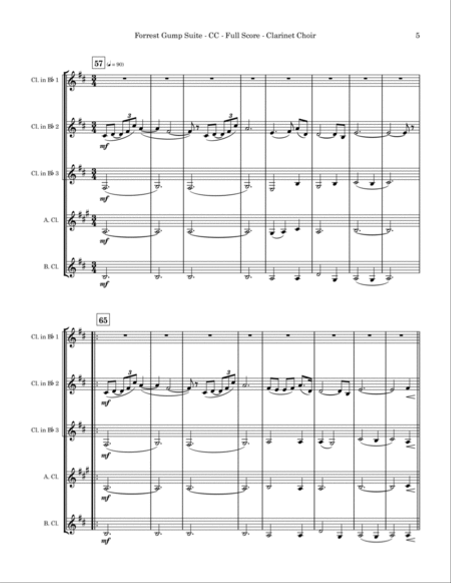 Forrest Gump Suite Clarinet Choir scores gallery preview page 5