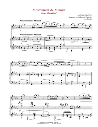 Ravel - "Menuet" from 'Sonatine'; transcribed for Violin and Piano